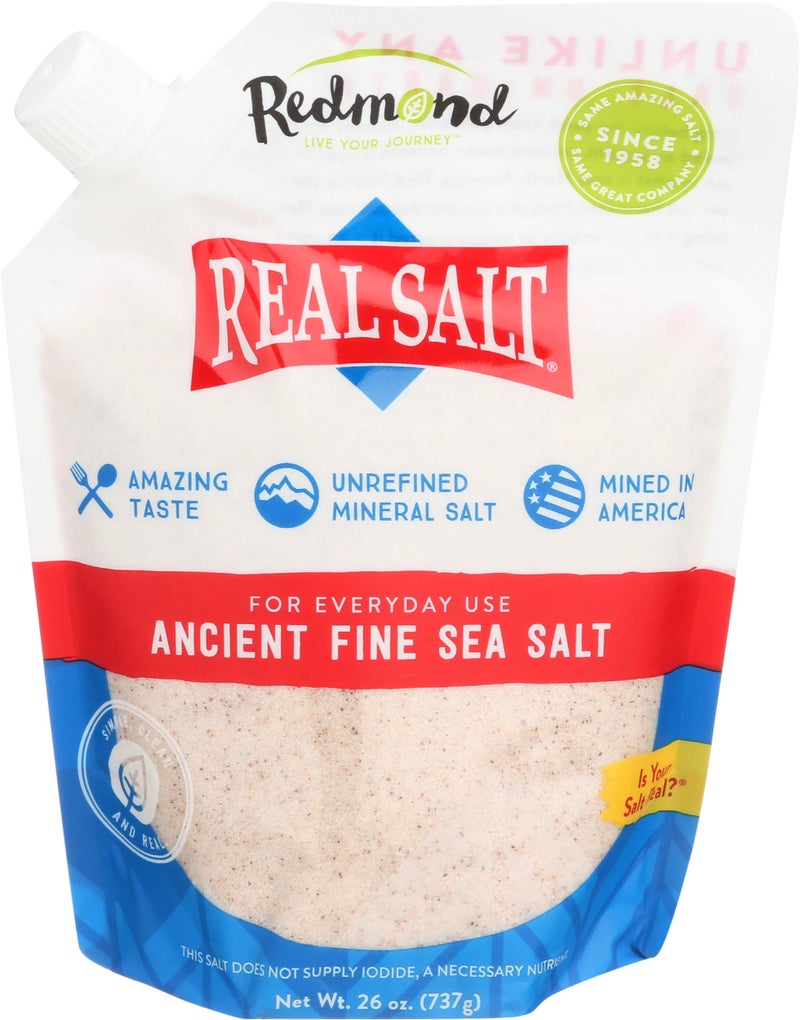 Redmond Real Salt - Ancient Fine Sea Salt, Unrefined Mineral Salt, 26 Ounce Pouch (3 Pack) - Image 1
